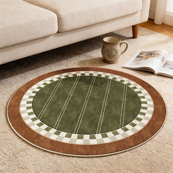 Tuvgenk Multicolor Area Rugs Geometric Shapes Non-Slip Circular Doormats Nylon,Spandex Indoor Vintage 15.75x15.75 In