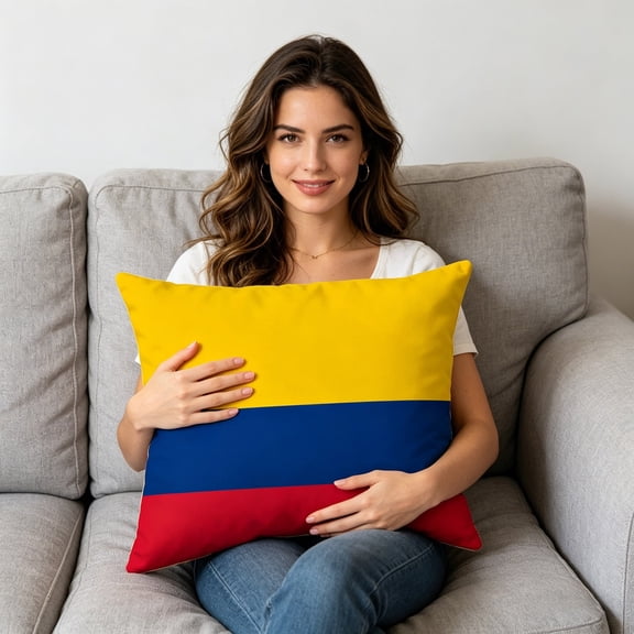 Tuvgenk Multicolor Throw Pillow Covers 18x18in Decorative Pillow Covers Flag Zip Closure Colombia Sofa Square Fade-Resistant