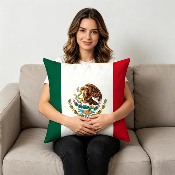 Tuvgenk Multicolor Throw Pillow Covers 18x18in Decorative Pillow Covers Zip Closure Flag Square Mexico Sofa Soft