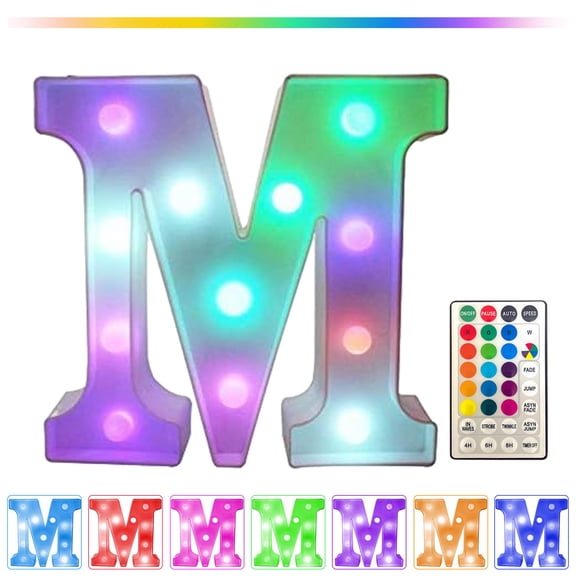 Tuvgenk Night Light Battery Operated Rechargeable Led Lights Remote M Letter Gift Decorative Lights