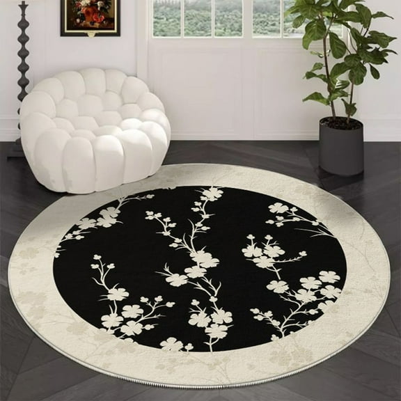 Tuvgenk Non Slip Area Rug Living Room Printed Accent Rugs 3×3 Washable Round Floor Mat for Modern Bedroom Decor