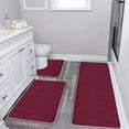 thumbnail image 1 of Tuvgenk Non Slip Bath Mat Set Water Absorbing 3 Piece Toilet Rugs Red U Shaped Long Bathroom Area Rug for Tub, 1 of 7