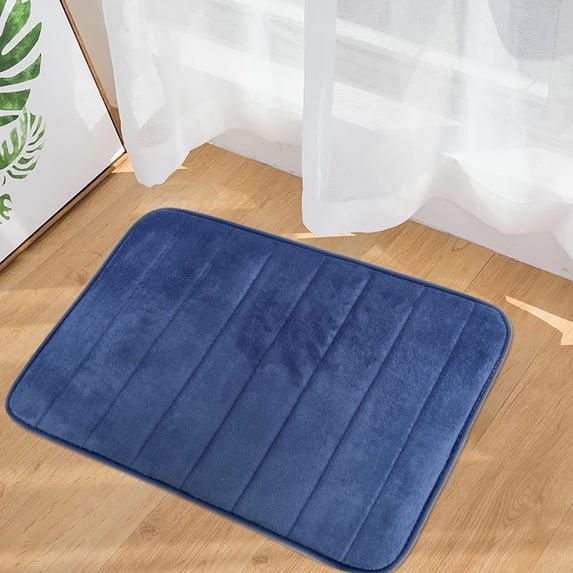 Tuvgenk Non Slip Bath Mat Water Absorbing Bathroom Rugs Navy Blue Rectangle Long Area Rug for Shower