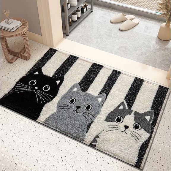 Tuvgenk Non Slip Bath Mat Water Absorbing Boho Quick Drying Bathroom Rugs Large Rectangle 2x2 Black Floor Mat for Tub