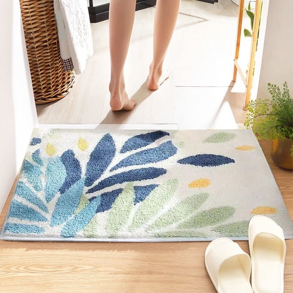 Tuvgenk Non Slip Bath Mat Water Absorbing Quick Dry Bathroom Rugs Large Rectangle Blue 1x2 Floor Rug for Tub