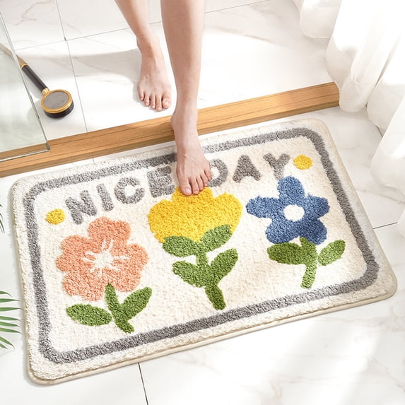 Tuvgenk Non Slip Bath Mats Absorbent Quick Dry Boho Bathroom Rug Pink Rectangle Large 1x2 Floor Mat for Shower