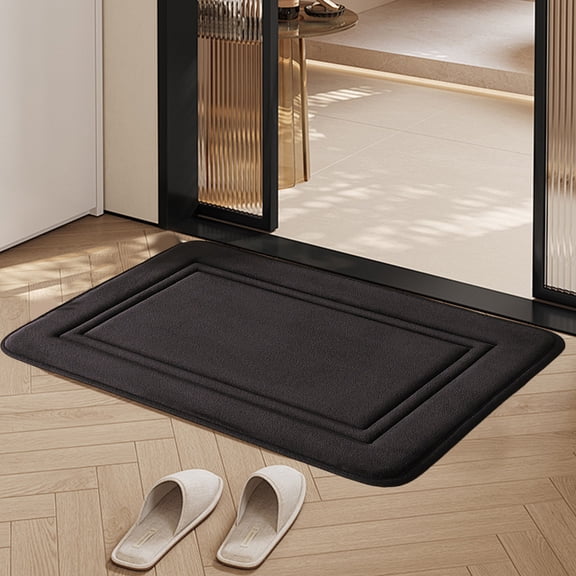Tuvgenk Non Slip Bath Mats Water Absorbing Quick Dry Bathroom Rug Rectangle Black 1x2 Cotton Thin Area Rugs for Tub