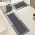 thumbnail image 1 of Tuvgenk Non Slip Bathroom Rug Set Absorbent 3 Piece Quick Drying Toilet Rug U Shaped Bathroom Rubber Gray Long Floor Mats for Tub, 1 of 9