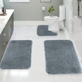 thumbnail image 1 of Tuvgenk Non Slip Bathroom Rug Set Water Absorbing 3 Piece Toilet Rug U Shaped Large Drak Gray Bathroom Floor Mat for Shower, 1 of 7