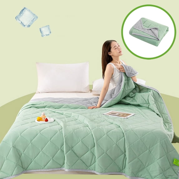 Tuvgenk Nylon,Spandex Quilts Solid Color Twin Green Blanket Travel Lightweight Summer Cooling Soft Cover Blanket for Beds