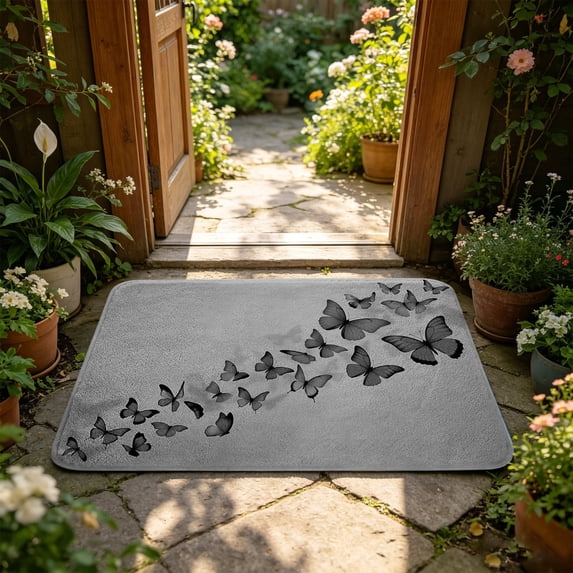 Tuvgenk Outdoor indoor Welcome Mats for Front Door Non Skid Summer Entryway Rugs Butterfly Cute Heavy Duty Washable Doormats for Outside Entry