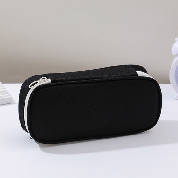 Tuvgenk Pencil Cases Large Capacity Black Pencil Pouch Oxford Cloth Zipper Stain-Resistant Solid Cosmetic Bag for Adults