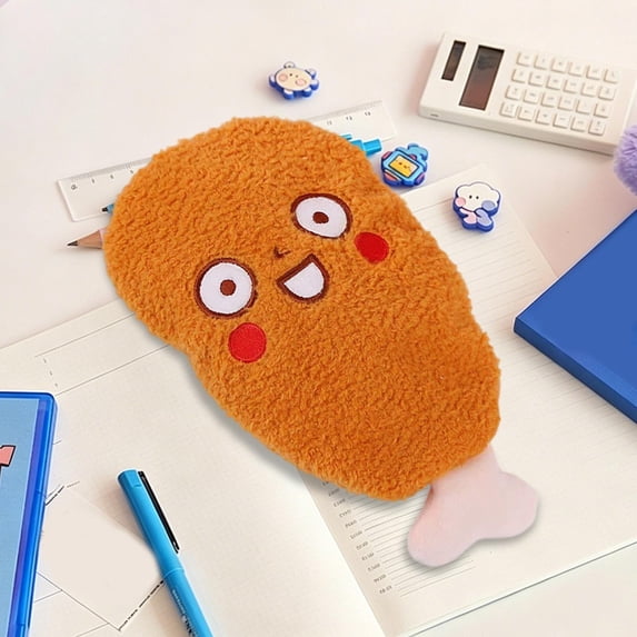 Tuvgenk Pencil Cases Yellow Pencil Pouch Polyester Drumstick Zipper Stain-Resistant Cosmetic Bag for College