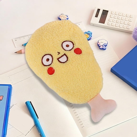 Tuvgenk Pencil Cases Yellow Pencil Pouch Zipper Drumstick Durable Polyester Cosmetic Bag for Adults