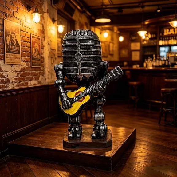 Tuvgenk Personalized Resin Rocks Guitar Figurine Solar-Powered Night Light Glowing Resin Desk Ornament For Music Lovers