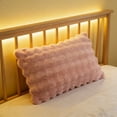 thumbnail image 1 of Tuvgenk Pink Fluffy Pillow Cover Rectangular, 29x19 Inch Standard Size Soft Plush Bubbled Pillow Case with Zipper for Home Decor, Bed Sofa Living Room, 1 of 6