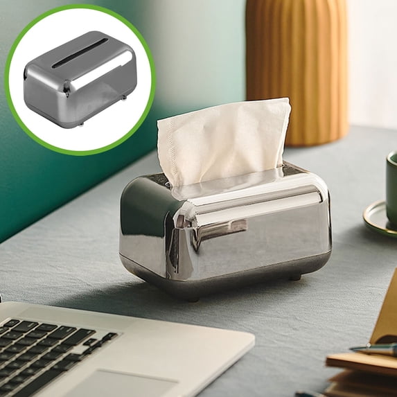 Tuvgenk Plastic Facial Tissue Covers 7*4.7*4.3 In Rectangular Silver Tissue Box Home Gift Funny Tissue Box for Friends