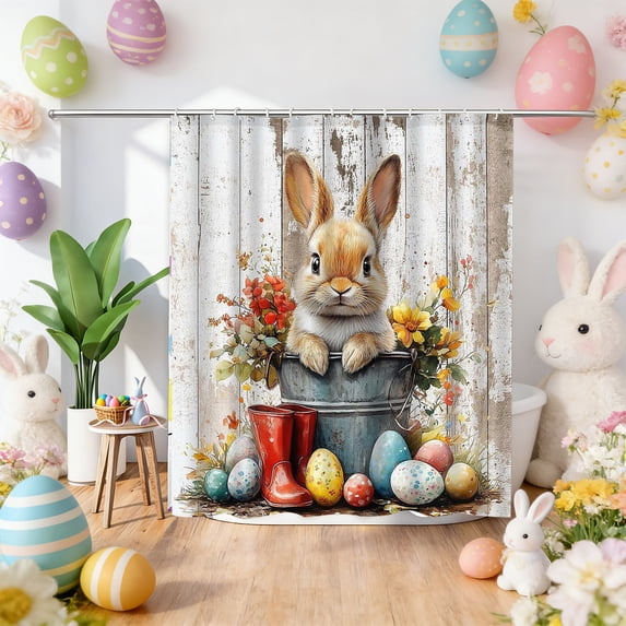 Tuvgenk Plastic Shower Curtain 47.24x70.87in Multicolor Rabbit Farmhouse Shower Curtain Washable Cute Rings Decor Comfort