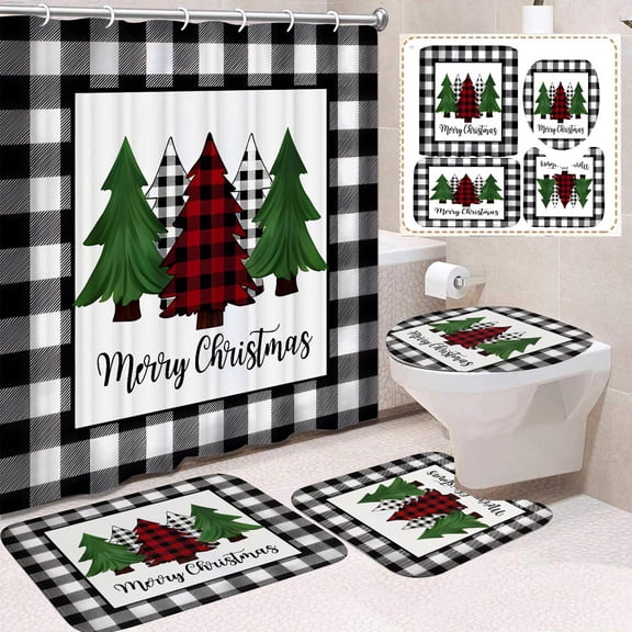 Tuvgenk Plastic Shower Curtain 70.8x70.8in Tree Multicolor Shower Curtain Set 4 Soft Decor Washable