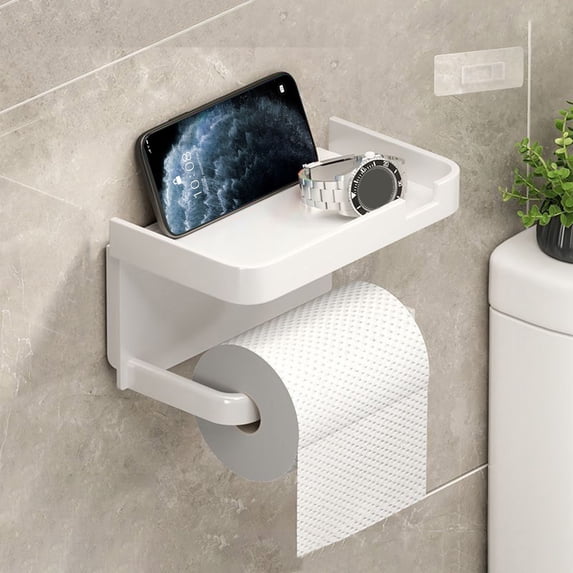 Tuvgenk Plastic Toilet Paper Holders Rectangular White Suction Cup Mounted Stand Tissue Holder Universal Gift Home Tissue Holder for Friends
