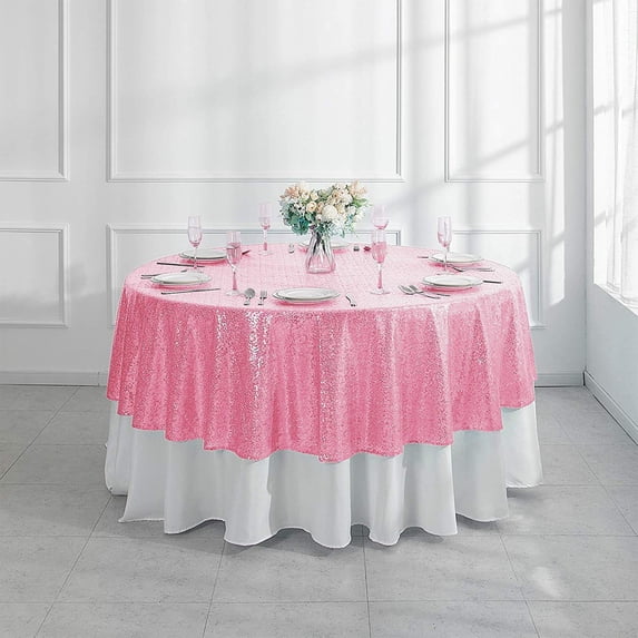 Tuvgenk Polyester Round Tablecloth 39.37 X 39.37 Inches Pink Glitter Tablecloth Soft Reusable