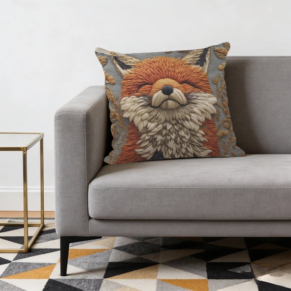 Tuvgenk Polyester Throw Pillow Covers Embroidered Indoors 18x18 In Pillowcases Fox Decor Multicolor for Patio