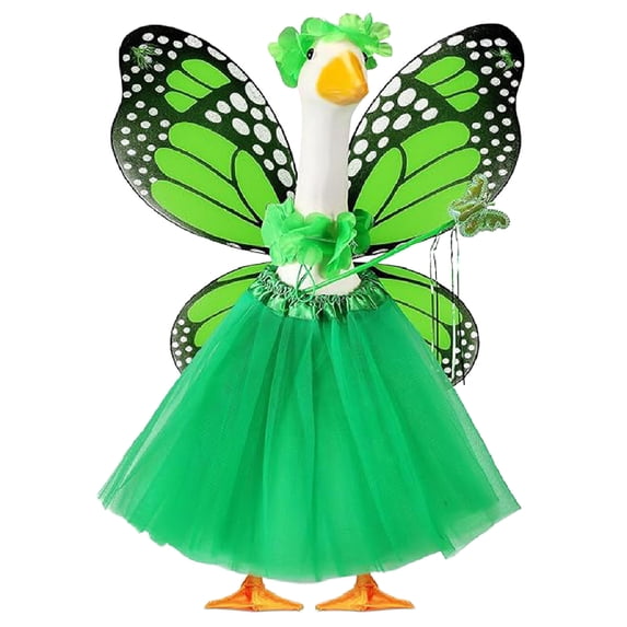 Tuvgenk Porch Goose Outfit Butterfly 23 in Green Porch Goose Clothes Yard Cloth Decoration Gifts for Others