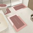 thumbnail image 1 of Tuvgenk Quick Dry Bath Mat Set Non Slip Water Absorbing 4 Piece Toilet Rug Rubber Pink Bathroom U Shaped Large Floor Rug for Shower, 1 of 8