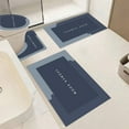thumbnail image 1 of Tuvgenk Quick Dry Bath Mat Set Water Absorbing 4 Piece Non Slip Toilet Rug U Shaped Rubber Bathroom Navy Blue Large Floor Rug for Shower, 1 of 8