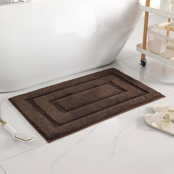 Tuvgenk Quick Dry Bathroom Rugs Non Slip Absorbent Bath Mat 1'X2' Brown Rectangle Small Shower Floor Mat
