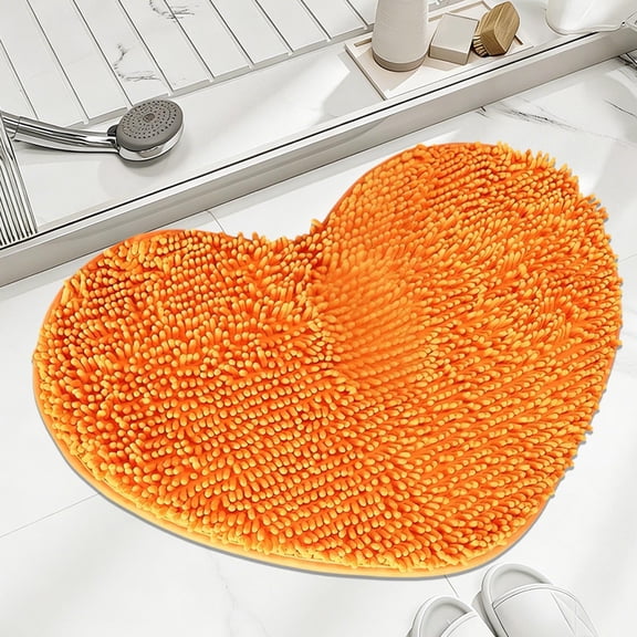Tuvgenk Quick Dry Bathroom Rugs Non Slip Absorbent Bath Mat 2'X2' Orange Heart Small Shower Floor Mat