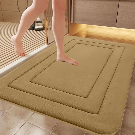 Tuvgenk Quick Drying Bath Mats Absorbent Non Slip Bathroom Rug 2x2 Small Taupe Rectangle Floor Rug for Shower