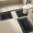 thumbnail image 1 of Tuvgenk Quick Drying Bathroom Rugs Set Non Slip Absorbent 3 Piece Toilet Rugs Black U Shaped Long Bathroom Floor Mat for Shower, 1 of 6