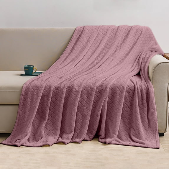 Tuvgenk Quilts Pink Solid Color Polyester Twin Blanket Travel Summer Lightweight Comfort Cooling Cover Blanket