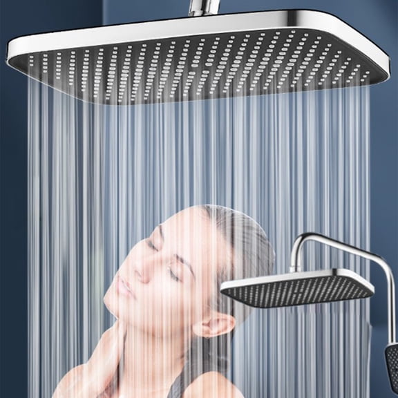 Tuvgenk Rain Shower Head Square High Pressure Rainfall Shower Head Plastic Replacement Durable Square Silver for Bathroom