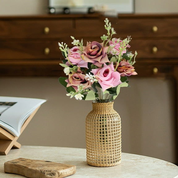 Tuvgenk Realistic Silk Rose Bouquet, Artificial Flowers for Wedding Centerpieces, Hotel Lobby & Home Interior Decor, Faux Plastic Roses