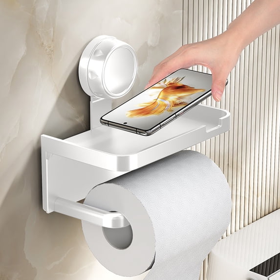 Tuvgenk Rectangular Plastic Toilet Paper Holders White Suction Cup Mounted Stand Tissue Holder Gift Universal Stylish Tissue Holder for Friends