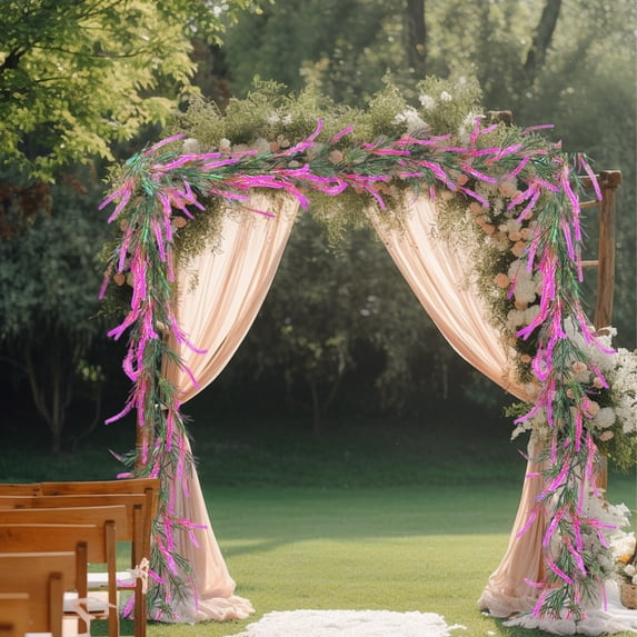 Tuvgenk Red Spring Garland Reusable Wedding Plastic Flower Garland Indoor and Outdoors Wedding Birthday, Party Wall-Mounted for Decoration
