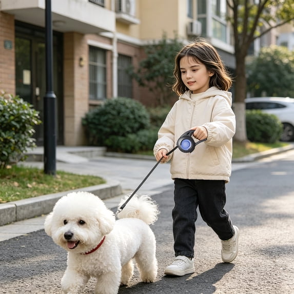 Tuvgenk Retractable Dog Leash Purple, 10ft Nylon Tape for Small Medium Dogs, One Hand Brake Control with Shock Absorbing Strap for Walking Training