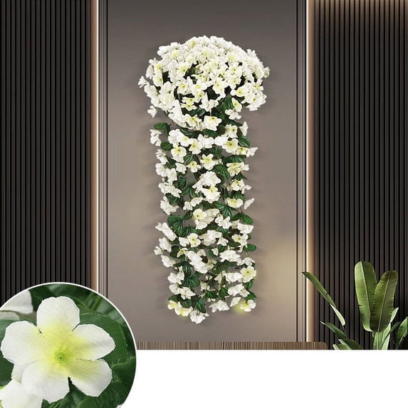 Tuvgenk Reusable Spring Garland Wisteria Plastic 33.4 in White Flower Garland Indoor and Outdoors Birthday, Party for Decoration