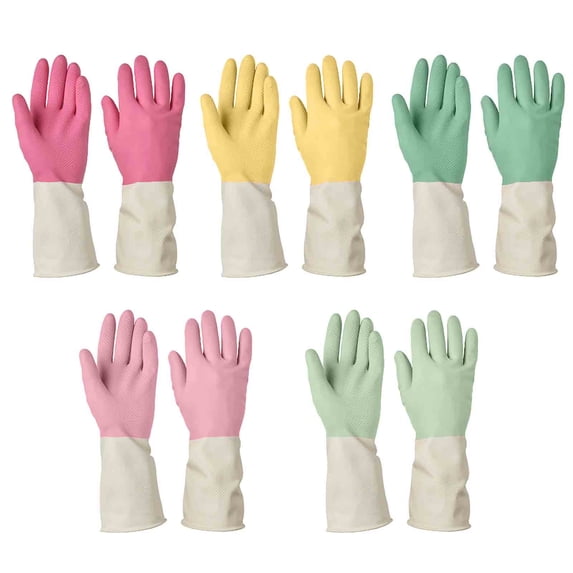 Tuvgenk Rubber Cleaning Gloves Reusable Adult Kitchen Small Long Gloves Durable Multicolored Dishwashing Gloves