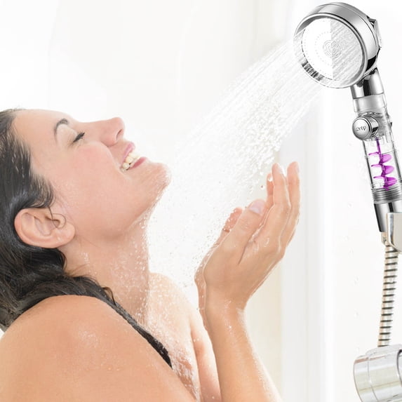 Tuvgenk Rv Handheld Shower Head High Pressure Shower Head 3 Spray Modes Detachable Replacement Silver Aluminum Alloy for Home Bathroom
