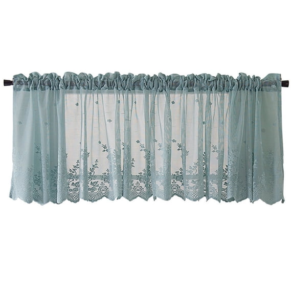 Tuvgenk Sheer Curtains Machine Washable White,Yellow,Bule Half Curtains Patterned Bathroom Lace Short Curtains Closet
