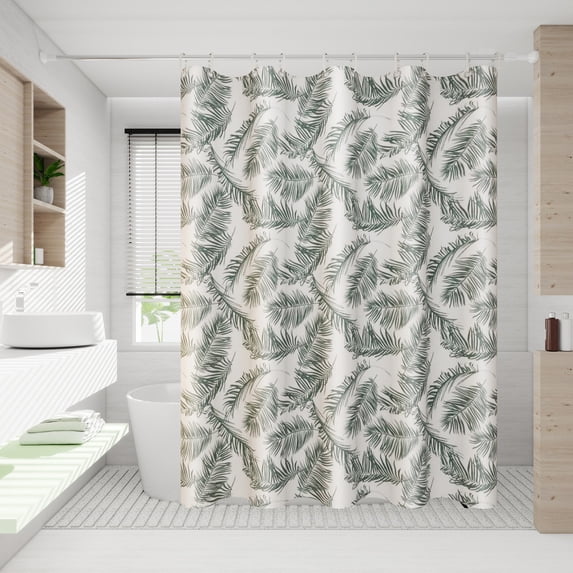 Tuvgenk Shower Curtains for Bathroom Waterproof Plastic Bathroom Colorful Curtains Heavy Duty Leaf Stain-Resistant 8xRings for Cabin