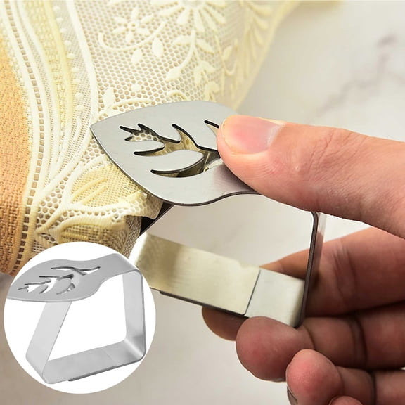 Tuvgenk Silver Tablecloth Clips Stainless Steel 2.56 X 1.96 Inches Tablecloth Reusable Soft