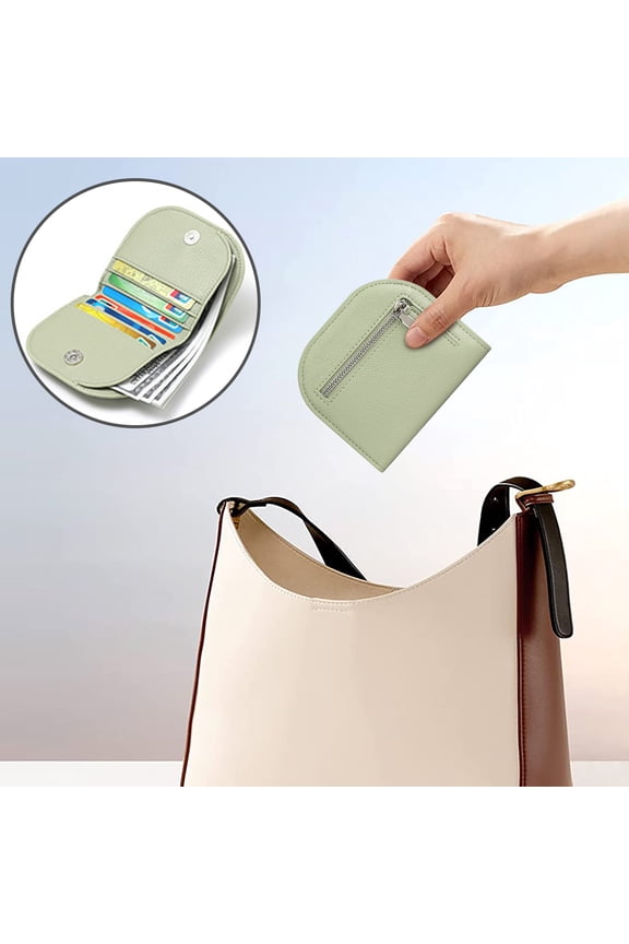 Small Coin Purse PU Leather Semicircle Card Wallet Multi Slot Secure Lock Portable Daily Storage Wallet