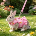 thumbnail image 1 of Tuvgenk Small Pet Harness and Leash Set Vest Style Breathable Mesh Rabbit Chest Strap for Guinea Pig Outdoor Walk S Pink, 1 of 7