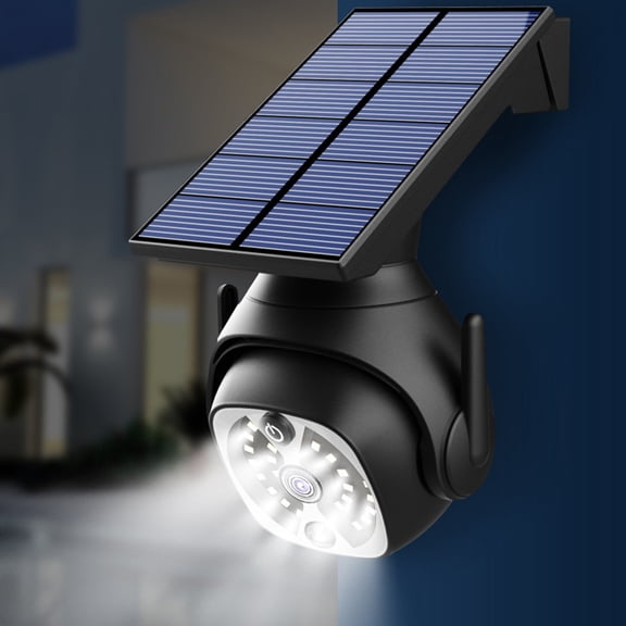 Tuvgenk Solar Powered Fake Security Camera Light Motion Sensor LED Outdoor IP65 Waterproof Dummy Surveillance Lamp for Garden Yard Black ABS