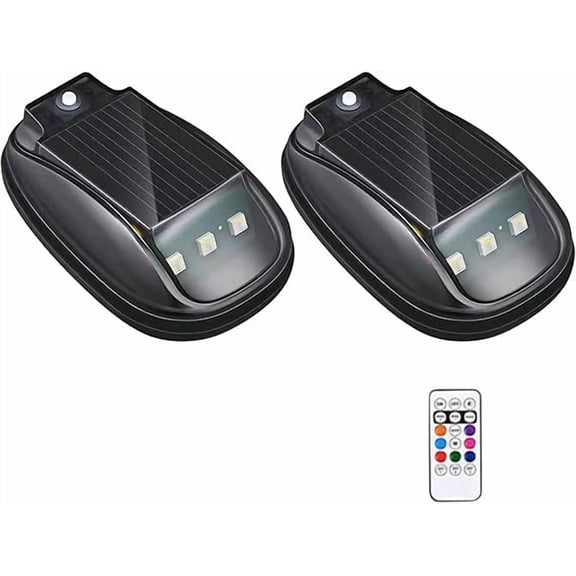Tuvgenk Solar Vehicle Roof LED Strobe Lamp RGB Lighting Remote Controlled Waterproof Warning Light Fits Cars and Motorcycles
