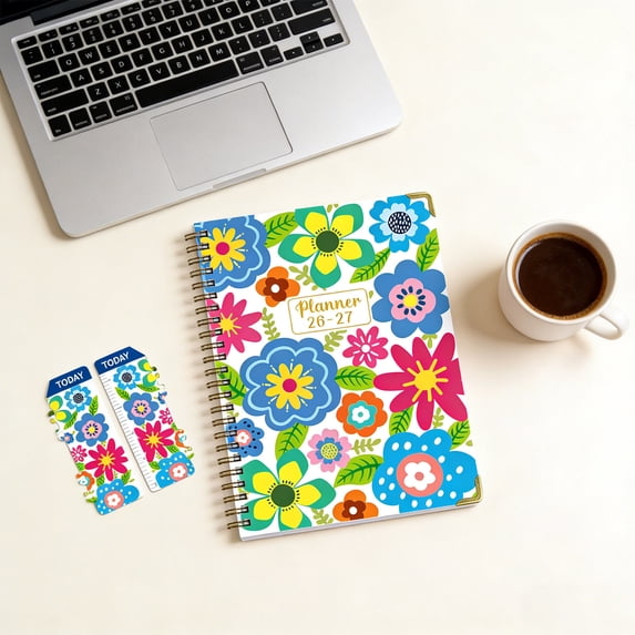Tuvgenk Spiral Notebook A5 Multicolor Floral Notebook Flower Planner Work and Exercise Schedule Book No Bleed Travel Diary